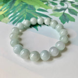 10.2mm A-Grade Natural Light Green Jadeite Beaded Bracelet No.190327