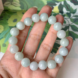 10.2mm A-Grade Natural Light Green Jadeite Beaded Bracelet No.190327