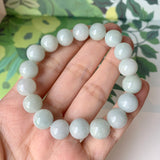 10.2mm A-Grade Natural Light Green Jadeite Beaded Bracelet No.190327