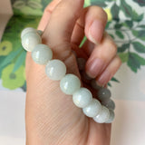 10.2mm A-Grade Natural Light Green Jadeite Beaded Bracelet No.190327