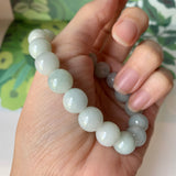 10.2mm A-Grade Natural Light Green Jadeite Beaded Bracelet No.190327