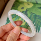 51.8mm A-Grade Natural Faint Lavender Jadeite Modern Oval Bangle No.151897