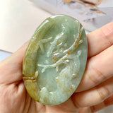 SOLD OUT: A-Grade Natural Multi-Colour Jadeite Pendant with Carvings (Swallow and Bamboo) No.220333