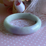 56.8mm A-Grade Type A Natural Jadeite Jade Pastel Shades Modern Round Bangle No.151462