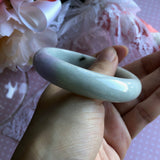 56.8mm A-Grade Type A Natural Jadeite Jade Pastel Shades Modern Round Bangle No.151462