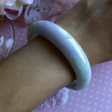 56.8mm A-Grade Type A Natural Jadeite Jade Pastel Shades Modern Round Bangle No.151462