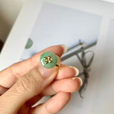 15.8mm A-Grade Natural Green Jadeite Donut Ring (Lilac Flower) No.162282