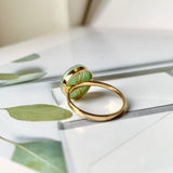 15.8mm A-Grade Natural Green Jadeite Donut Ring (Lilac Flower) No.162282