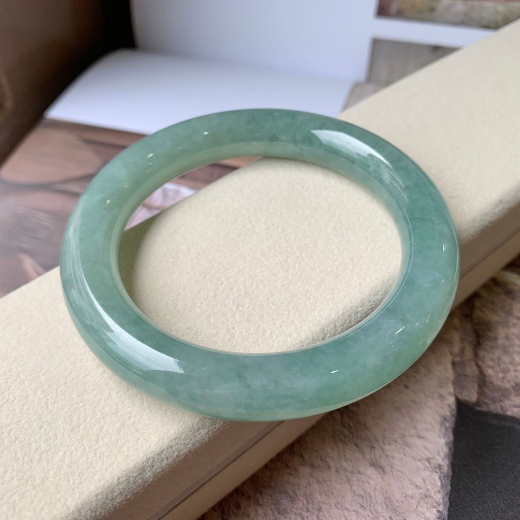 53.9mm A-Grade Green Jadeite Traditional Round Bangle No.151760