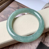 53.9mm A-Grade Green Jadeite Traditional Round Bangle No.151760
