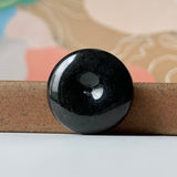 SOLD OUT: A-Grade Natural Black Jadeite Donut Pendant No.171793