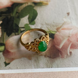 SOLD OUT: 15.6mm A-Grade Natural Green Jadeite Bespoke Ring (18k Champagne Gold) No.161336