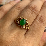SOLD OUT: 15.6mm A-Grade Natural Green Jadeite Bespoke Ring (18k Champagne Gold) No.161336