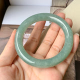 53.9mm A-Grade Green Jadeite Traditional Round Bangle No.151760