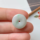 SOLD OUT: A-Grade Natural Moss On Snow Jadeite Donut Pendant No.171676