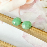 2ct A-Grade Natural Green Jadeite Cabochon Earring Pair No.180282