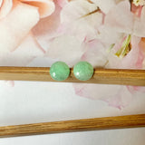 2ct A-Grade Natural Green Jadeite Cabochon Earring Pair No.180282