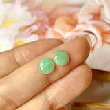 2ct A-Grade Natural Green Jadeite Cabochon Earring Pair No.180282