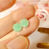 2ct A-Grade Natural Green Jadeite Cabochon Earring Pair No.180282