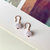 SOLD OUT: A-Grade Natural Lavender Jadeite Sphere Mini Shepherd's Hook Earring No.180609