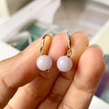 SOLD OUT: A-Grade Natural Lavender Jadeite Sphere Mini Shepherd's Hook Earring No.180609