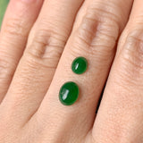 0.45cts and 0.90cts A-Grade Natural Imperial Green Jadeite Oval Cabochon Pair No.130361