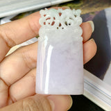 A-Grade Natural Lavender Green Jadeite Phoenix Pendant No.170093