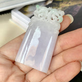 A-Grade Natural Lavender Green Jadeite Phoenix Pendant No.170093