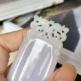 A-Grade Natural Lavender Green Jadeite Phoenix Pendant No.170093