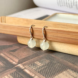 SOLD OUT: Icy A-Grade Natural Jadeite Sphere Mini Shepherd's Hook Earring No.180610