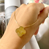 A-Grade Natural Yellow Jadeite Bespoke Clover Pendant No. 171967
