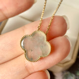 A-Grade Natural Floral Jadeite Bespoke Clover Pendant No. 171968