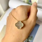 A-Grade Natural Floral Jadeite Bespoke Clover Pendant No. 171968
