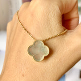 A-Grade Natural Floral Jadeite Bespoke Clover Pendant No. 171968