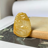 A-Grade Natural Yellow Jadeite Pendant with Carvings No.170870