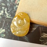 A-Grade Natural Yellow Jadeite Pendant with Carvings No.170870