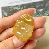 A-Grade Natural Yellow Jadeite Pendant with Carvings No.170870