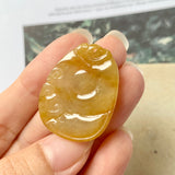 A-Grade Natural Yellow Jadeite Pendant with Carvings No.170870