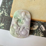 A-Grade Natural Tri-Colour Jadeite Pendant with Carvings No.171958