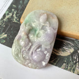 A-Grade Natural Tri-Colour Jadeite Pendant with Carvings No.171958