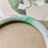 56.1mm A-Grade Natural Moss on Snow Jadeite Traditional Round Bangle No.151903