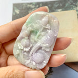 A-Grade Natural Tri-Colour Jadeite Pendant with Carvings No.171958