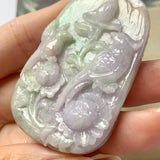 A-Grade Natural Tri-Colour Jadeite Pendant with Carvings No.171958