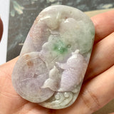 A-Grade Natural Tri-Colour Jadeite Pendant with Carvings No.171958