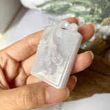 SOLD OUT: A-Grade Natural Lavender Green Jadeite Loquat Pendant No.220321