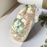 A-Grade Natural Pinkish Floral Jadeite Lotus Flower Pendant No.171969