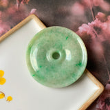 A-Grade Natural Moss on Snow Jadeite Donut Pendant No.170918