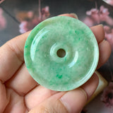 A-Grade Natural Moss on Snow Jadeite Donut Pendant No.170918