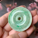 A-Grade Natural Moss on Snow Jadeite Donut Pendant No.170918