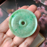 A-Grade Natural Moss on Snow Jadeite Donut Pendant No.170918